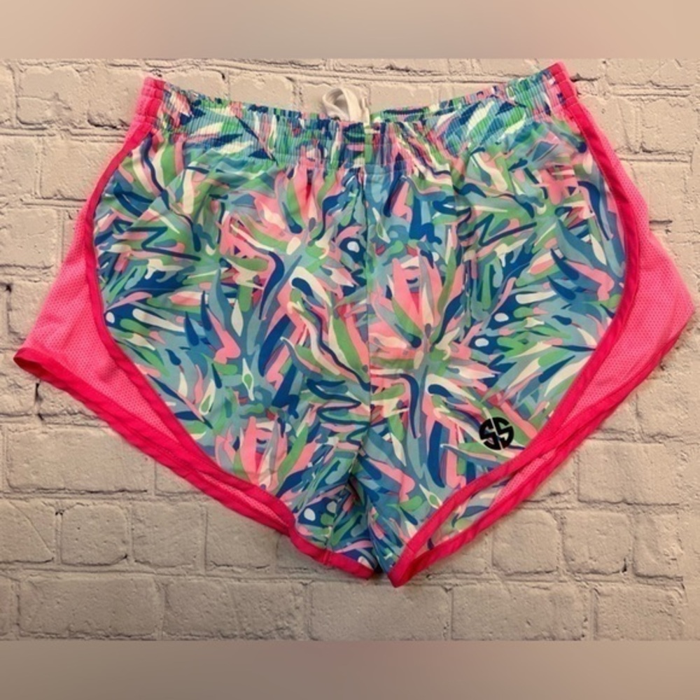 SIMPLY SOUTHERN PINK, BLUE, AND GREEN ATHLETIC SHORTS - Size Small SKU:395